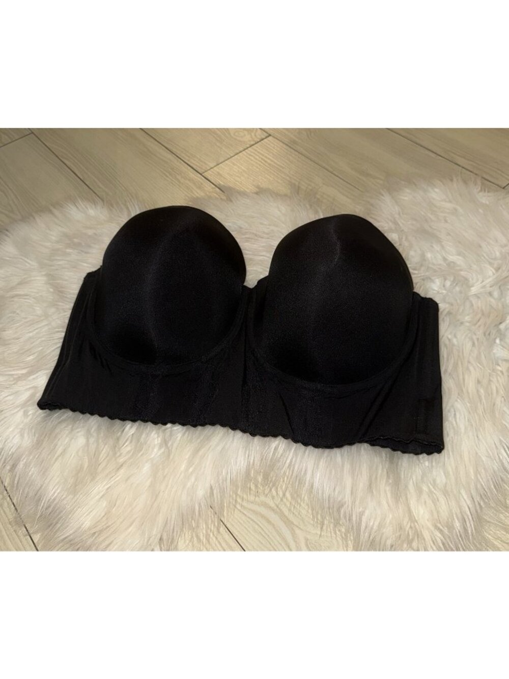 Parfait Elissa Strapless Longline Bustier Bra Lined Underwire Womens 42G Black